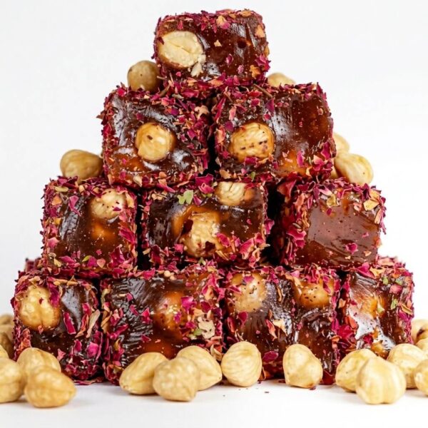 Gül Yapraklı Fındıklı Fitil Lokum 500g